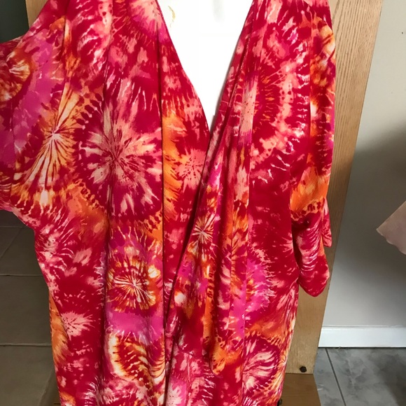 Lularoe Tie Dye Fringe Coverup - Picture 3 of 8